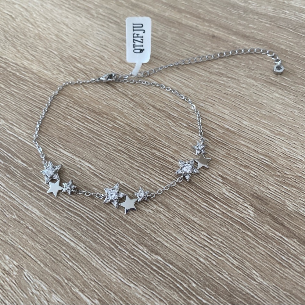 BNWT Charmed Aroma Silver Crystal Star Bracelet/Anklet - Picture 3 of 6